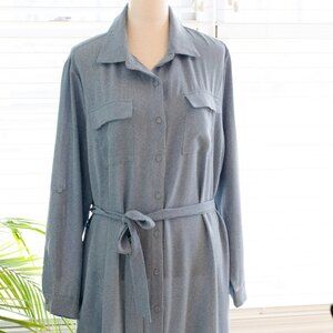 EUC Slate Blue Women's Ankle Length Shirt Dress - Pockets! Size XL